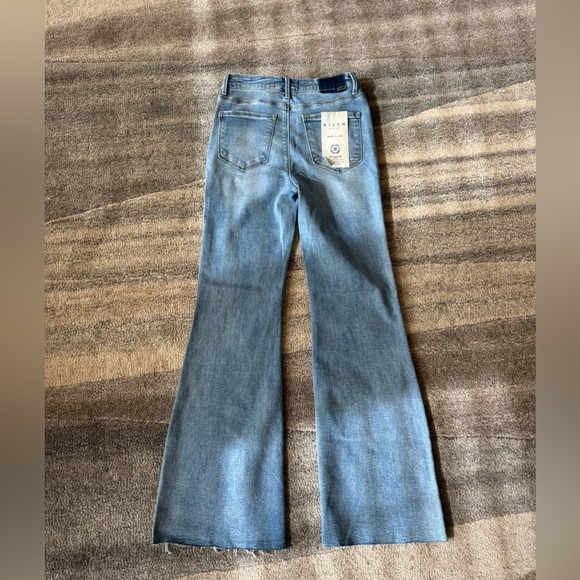 Risen High Rise Flare Jeans Raw Frayed Hem New - Picture 5 of 6